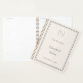 Elfenbeinfarbene Taupe-Monogramm-Hochzeit Planer (Anzeige)