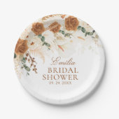 Elfenbeinfarbene Terrakotta-Kallalilien-Brautdusch Pappteller (Vorderseite)