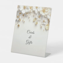 Elfenbeinfarbene weiße Blätter Tabletop-Zeichen