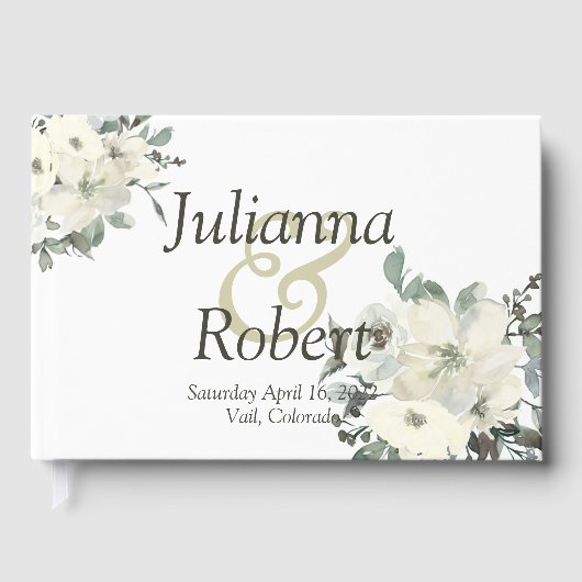 Elfenbeinfarbenes Blumenbuch Gästebuch (Vorderseite)