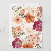 Elfenbeinfarbenes burgunderrotes florales Hochzeit Einladung (Rückseite)