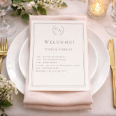 Elfenbeinfarbenes Hochzeitsprogramm mit Monogramm