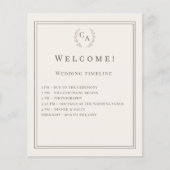 Elfenbeinfarbenes Hochzeitsprogramm mit Monogramm (Vorderseite)