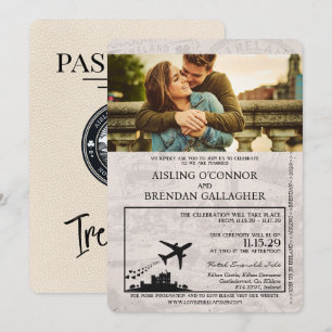 Elfenbeinfarbenes irisches Reisepass-Hochzeitseinl Einladung