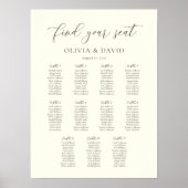 Elfenbeinfarbenskript & Stier 11 Tabelle Seating C Poster (Vorne)