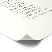 Elfenbeinfarbenskript & Stier 15 Tabelle Seating C Poster (Ecke)