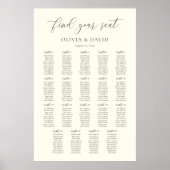 Elfenbeinfarbenskript & Taupe 19 Tische Seating Ch Poster (Vorne)