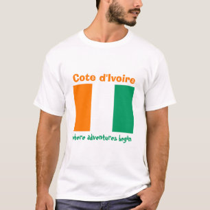 Elfenbeinflagge + Karte + T - Shirt Text