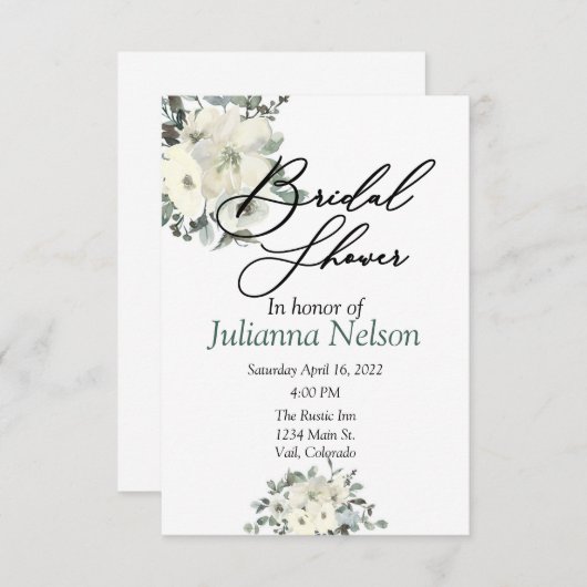 Elfenbeinflora Einladung (Vorne/Hinten)