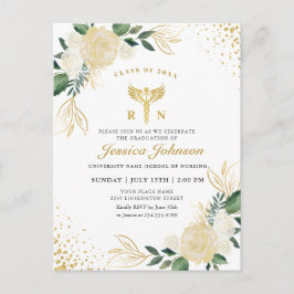 Elfenbeinflora Nursing School Abschluss Einladung Postkarte