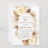 Elfenbeinflora Pampas Grass Palm Foto 50. Geburtst Einladung (Vorderseite)