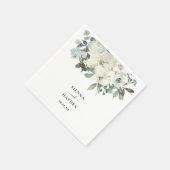 Elfenbeinflora Personalisiert Elegante Hochzeit Serviette (Ecke)