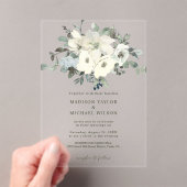 Elfenbeinflora Rustikale Hochzeit Acryleinladungen (Insitu (Handheld))