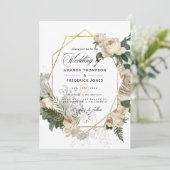 Elfenbeinflora - Rustikale Hochzeitseinladung Einladung (Stehend Vorderseite)