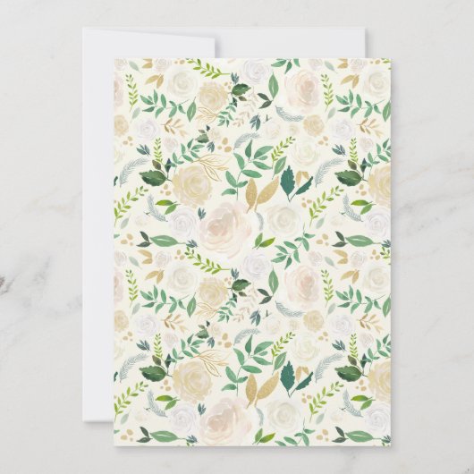 Elfenbeinflora-String Lights Winterurlaubsfest Einladung (Rückseite)