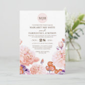 Elfenbeinflora Vintag Eleganter Garten Hochzeit Einladung (Stehend Vorderseite)