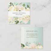Elfenbeinflora| Weichgrüne Wasserfarbe Quadratische Visitenkarte (Vorne/Hinten)