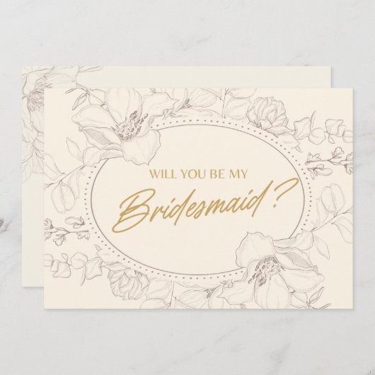 Elfenbeinflora wird meine Brautjungfrau sein Einladung (Vorne/Hinten)