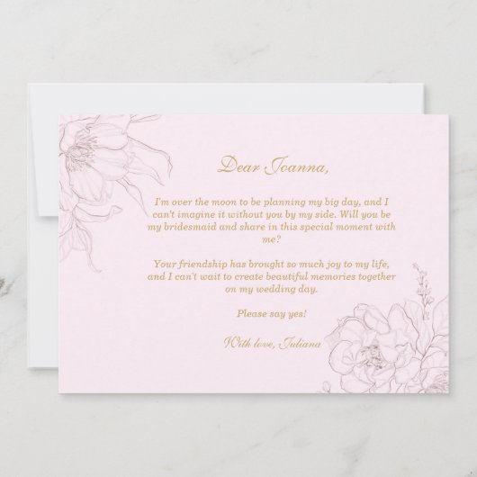 Elfenbeinflora wird meine Brautjungfrau sein Einladung (Rückseite)