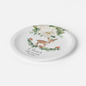 Elfenbeinfloral-Hirsche, Tierfutter-Kinderdusche Pappteller (Schrägansicht)