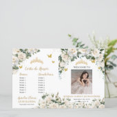 Elfenbeinfloral Quinceanera Ordensprogramm (Stehend Vorderseite)