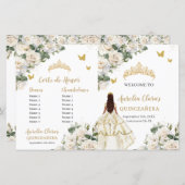 Elfenbeinfloral Quinceanera Ordensprogramm (Vorne/Hinten)