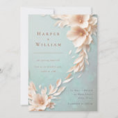 Elfenbeinflorale, die zu einer Hochzeit einladen Einladung (Vorderseite)