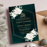 Elfenbeinflorale Rahmen Grüne islamische Hochzeit Einladung<br><div class="desc">Elfenbeinflorale Rahmen Grüne islamische Hochzeit</div>