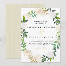 Elfenbeinflorale Rose schwelgen Hochzeitsstich in  Einladung