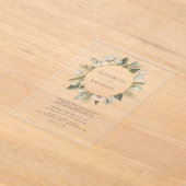 Elfenbeinflorale Wasserfarbengoldene Circle Weddin Acryleinladungen (Ablage )