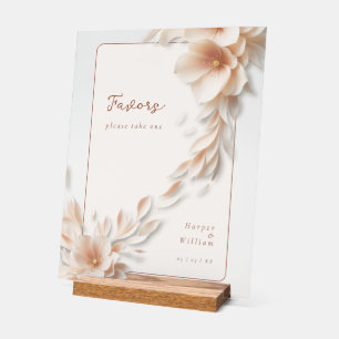 Elfenbeinfloralen, die durch eine Acrylhochzeit fl Acrylschild