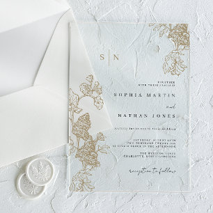 Elfenbeinflorallace Clear Wedding Acryleinladungen