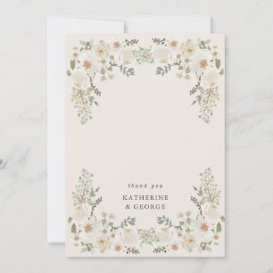 Elfenbeingarten-Blumen Hochzeit Elegant Dankeskarte