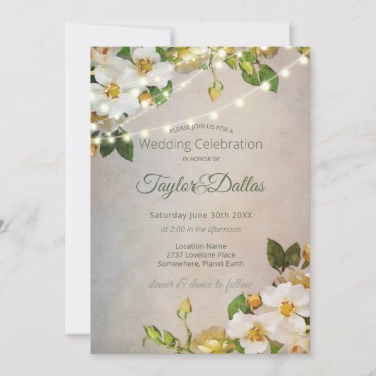 Elfenbeingarten Rose | Blush Wedding Einladung (Vorderseite)