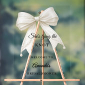 Elfenbeingefärbte Schleife Perlen Knoten Brautpart Acrylschild (Neutral)