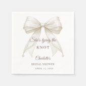 Elfenbeingefärbte Schleife Perlen Knoten Hochzeit  Serviette (Vorderseite)