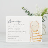 Elfenbeingelbe Bunny Bunny Soft Toy Baby Dusche e Dankeskarte (Stehend Vorderseite)
