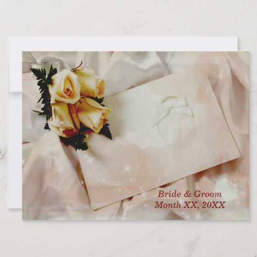 Elfenbeingelbe Rosen Elegant Hochzeit Horizontal Einladung (Vorderseite)