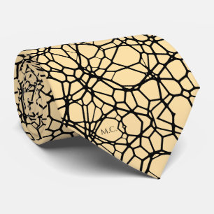 Elfenbeingespieltes Quirky Geometric Linnear Monog Krawatte