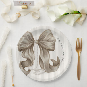 Elfenbeingestreifte Babyshower-Bogen Pappteller