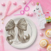 Elfenbeingestreifte Babyshower-Bogen Pappteller (Party)