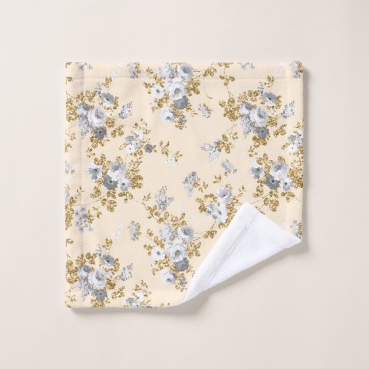 Elfenbeingold Glitzer Badhandtuch Set (Waschlappen)