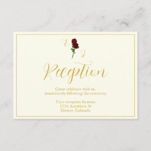 Elfenbeingold-Rosen-Hochzeitsempfang Begleitkarte