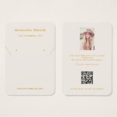 Elfenbeingold-Schmuck-Ohrhänger-Foto-QR-Displaykar (Vorne & Hinten)