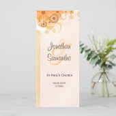 Elfenbeingold und Peach Floral Slim Wedding Progra Programm (Stehend Vorderseite)