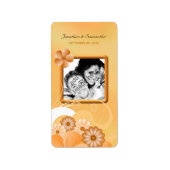 Elfenbeingold und Peach Floral Wedding Foto Gefall Adressaufkleber (Vorne)