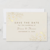 Elfenbeingoldblumenhochzeit rettet das Datum Save The Date (Vorderseite)