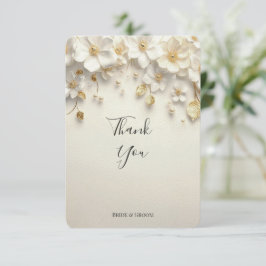 Elfenbeingoldblüten - Blätter Danke-Card Dankeskarte