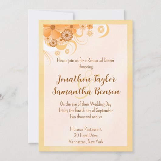 Elfenbeingoldpfirsich Hibiskus Blumenkohl Probe Ab Einladung (Vorderseite)