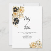 Elfenbeingoldpony Blütenluxus Hochzeit Einladung (Vorderseite)